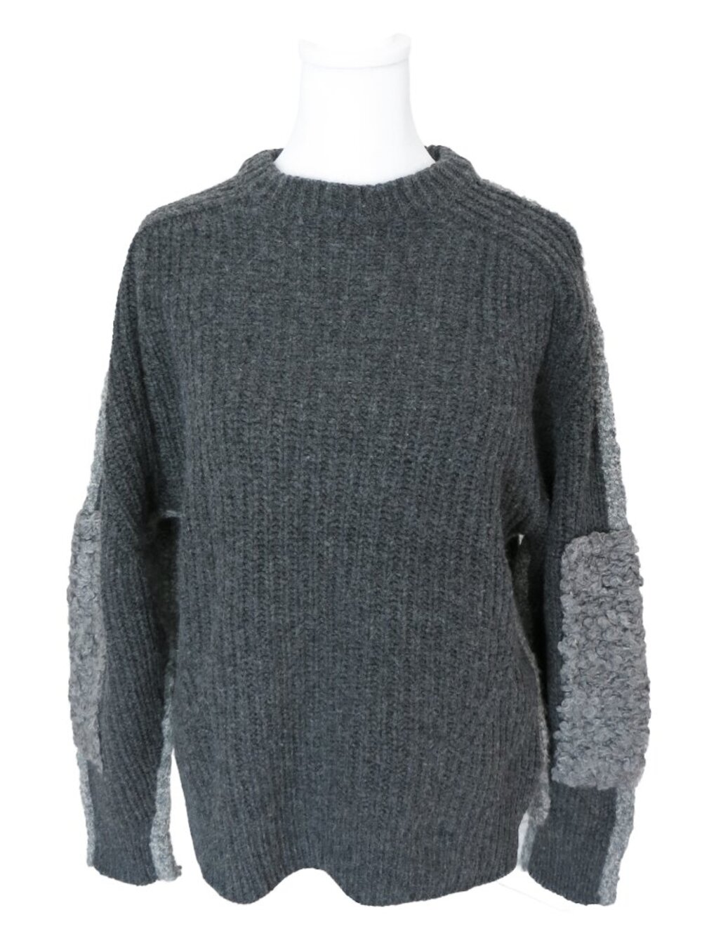 TOGA PULLA Archives Gray Wool Alpaca Mohair Paneled Chunky Knit Top Sweater 36 S
